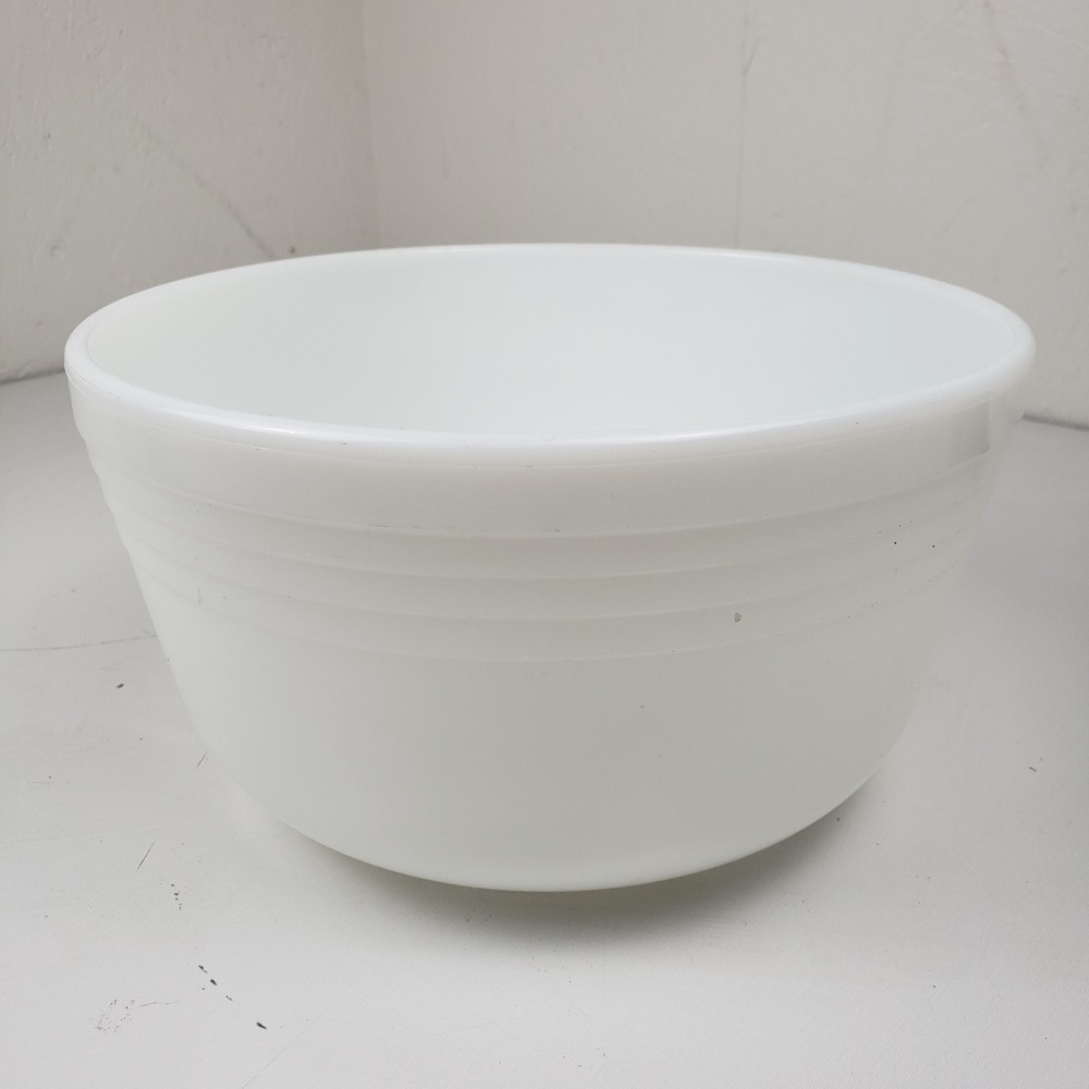 Vintage Hamilton Beach Model G Large Milk Glass Mixing Bowl White Ribbed 8.5"